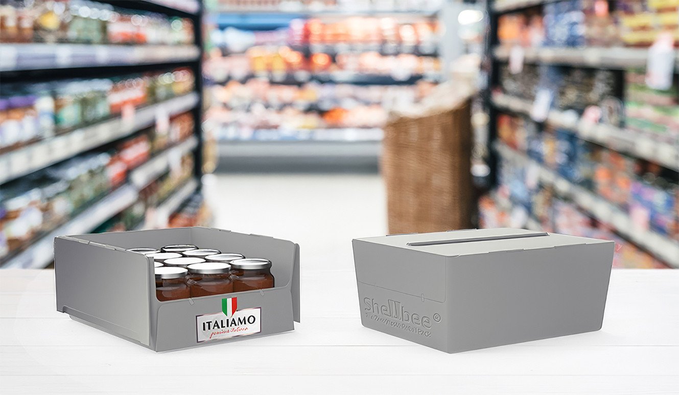 Shellbee | Shelf-ready Trays - DW Reusables Ideal for just about any product you can imagine, Shellbees can deliver big improvements in cost, efficiency and sustainability of transporting goods between distributors and retailers.